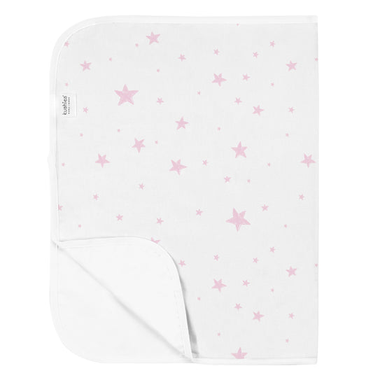 Kushies Baby Deluxe Flat Waterproof Changing Pad Liners, "20 x 30", White w/Pink Stars