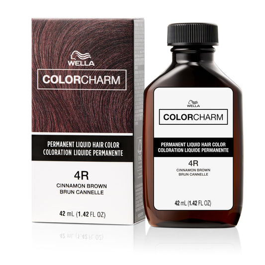 WELLA Color Charm Permanent Liquid Hair Color for Gray Coverage, 4R Cinnamon Brown