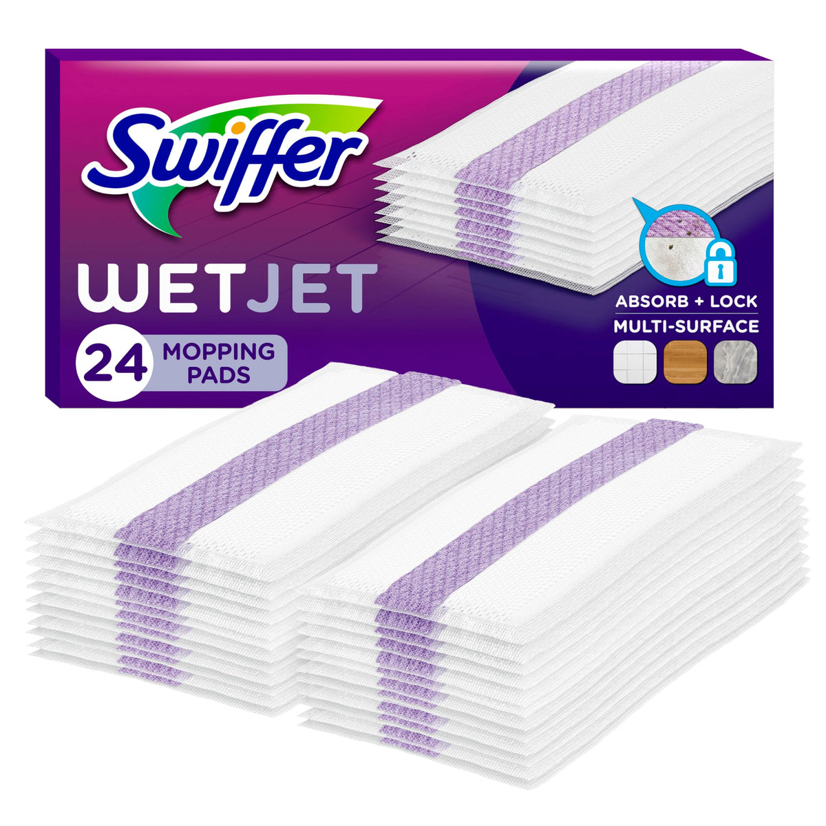 Swiffer Wetjet Mopping Pad, Multi Surface Cleaner Refills For Floor Mop, 24 Count