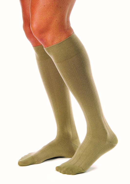 Men's 15-20 mmHg Moderate Casual Knee High Support Sock Size: Small, Color: Khaki
