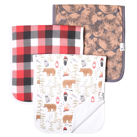 Copper Pearl Baby Burp Cloth Large 21''x10'' Size Premium Absorbent Triple Layer 3-Pack Gift Set "Lumberjack"
