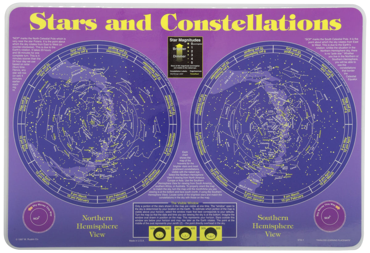 Painless Learning PLACEMATS-Stars and Constellations-Placemat Purple