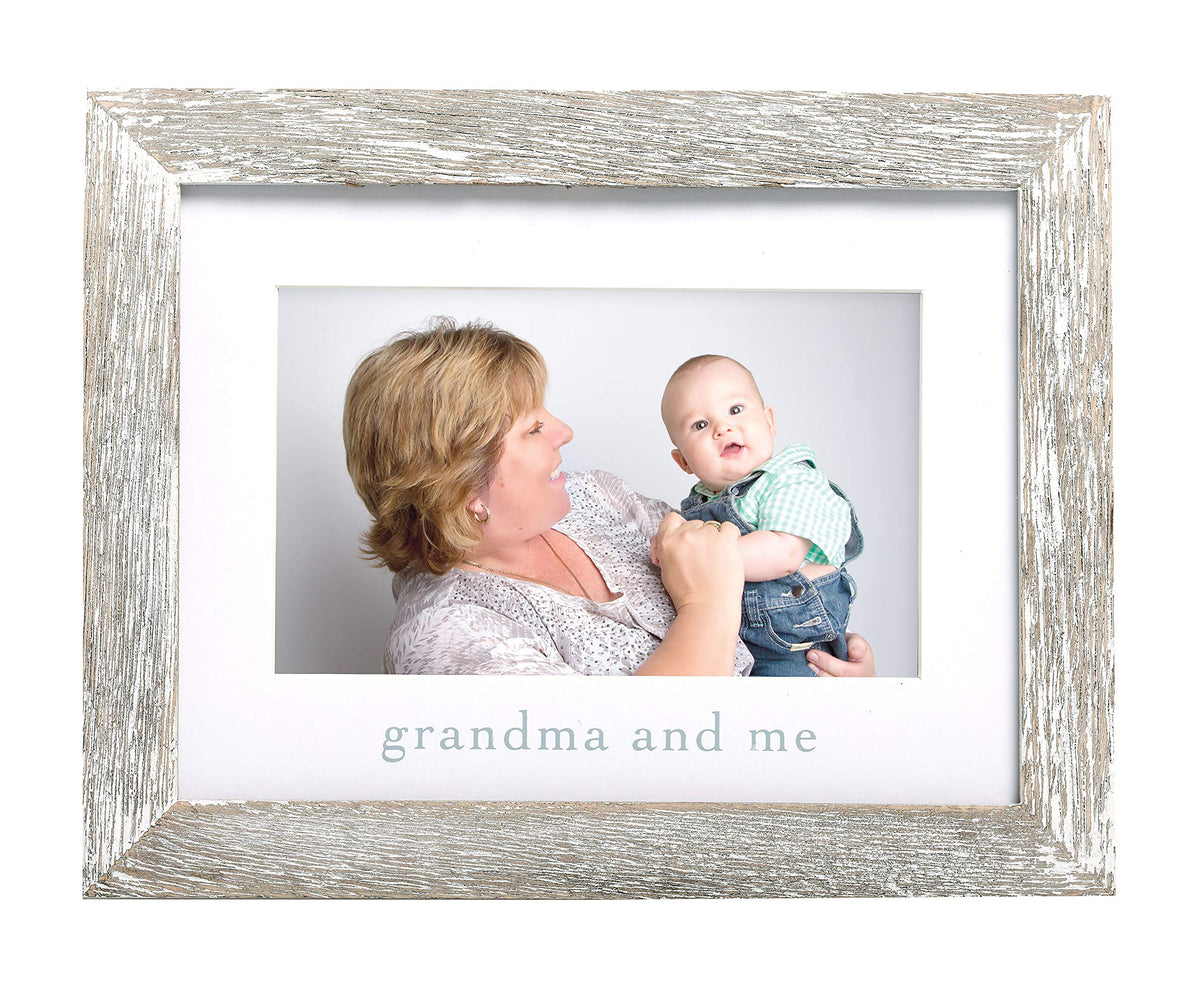 Pearhead Grandma and Me Rustic Keepsake Frame, Gender-Neutral Picture Frame, Nursery Décor, First, Holiday Gifts, 4" x 6"