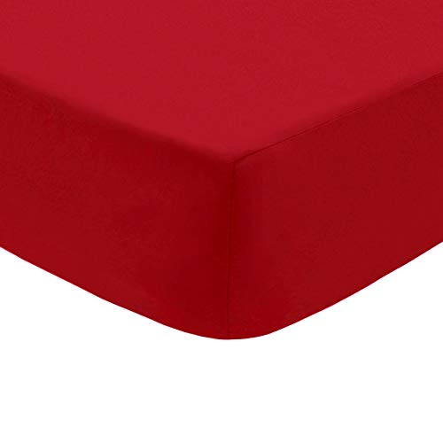American Baby Company 100% Natural Cotton Percale Fitted Crib Sheet for Standard Crib and Toddler Mattresses, Red, Soft Breathable, for Boys and Girls
