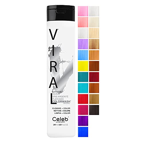 Celeb Luxury Viral Silver Colorwash, Color Depositing Shampoo with Bondfix Bond Rebuilder, Semi Permanent Hair Colour Glaze, Vegan Hair Dye, Maintains and Refreshes Light Silver Color