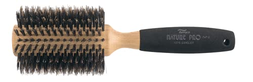 Dannyco Professional Nature Pro Oakwood Handle Circular Brush With Natural Boar Bristles and Sponge-Covered Handle Jumbo, 1 Count
