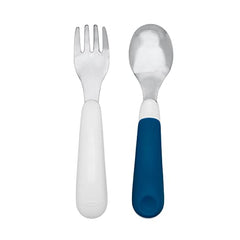 OXO Tot On-The-Go Fork/Spoon Set With Carrying Case, Navy, 3 Count (Pack of 1)