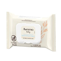 Aveeno Baby Hand & Face Baby Wipes with Oat Extract and Aloe, Fragrance-Free Wipes for Sensitive Skin, Free of Sulfates, Alcohol, and Parabens 25 Count (Pack of 4)