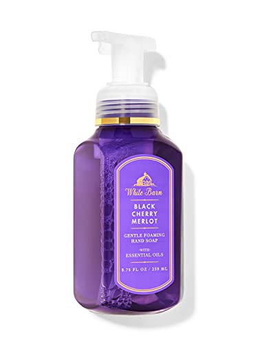 Bath & Body Works White Barn Black Cherry Merlot Gentle Foaming Hand Soap For Women Essential Oils, 8.75 Ounce