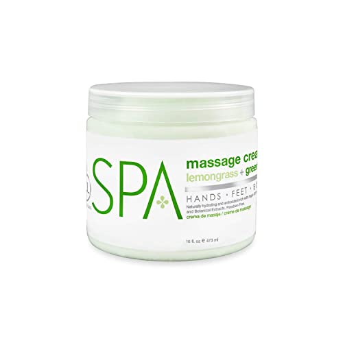 BCL Spa Lemongrass and Green Tea Massage Cream, 16 Ounce