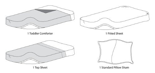 TL Care 100% Cotton Percale Toddler Bed Set, Gray Lattice, for Boys and Girls