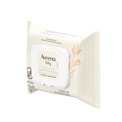 Aveeno Baby Hand & Face Baby Wipes with Oat Extract and Aloe, Fragrance-Free Wipes for Sensitive Skin, Free of Sulfates, Alcohol, and Parabens 25 Count (Pack of 4)