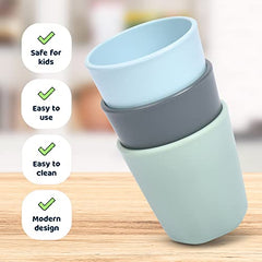 Tiny Twinkle Tableware 3 Pack Dish Set- BPA-Free Cups, Plates and Bowls Sets for Kids and Toddlers - Polypropylene Plastic Dinnerware Set (Sage, Charcoal, Iceblue - Cups)