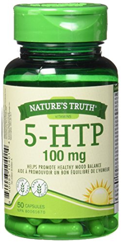 Nature's Truth Vitamins - 5-HTP Capsules (5- Hydroxytryptophan) | 100mg | Supporting a Healthy Mood | Gluten Free, Non GMO, Dairy Free | 50 Count