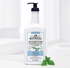 J.R. Watkins Peppermint Daily Moisturizing Lotion, Foot and Body Cream in Pump Dispenser, Hydrating Skin Cream Made with Shea Butter, Cocoa Butter, and Coconut Oil, 532 Milliliters