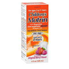 Children's Motrin Oral Suspension Medicine for Kids, 100mg Ibuprofen, Berry Flavored, 4 fl. oz