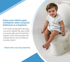 PlumBoss E2000 Elongated Toilet Seat with Built in Potty Training Toddlers Seat Magnetic Kids Seat Fits Both Adult and Child Plastic Off White
