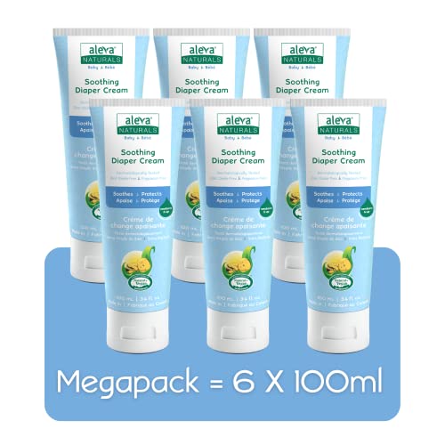 Aleva Naturals Soothing Diaper Cream 100ml, Mega Pack- 6 x 100ml = 600ml, White