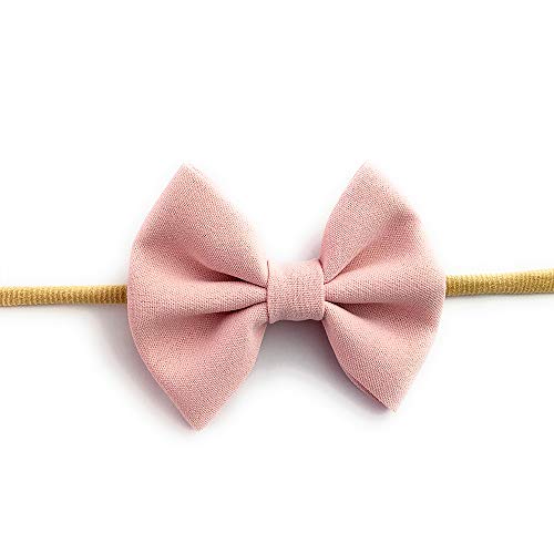 Baby Wisp - Fanny Bow Headband Powder Pink - Baby Infant Toddler Girls - Newborn to 24 Months