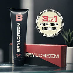 Brylcreem 3-in-1 Original High Shine Men's Hair Cream for Styling, Strengthening, and Conditioning, Alcohol-Free, 132 mL