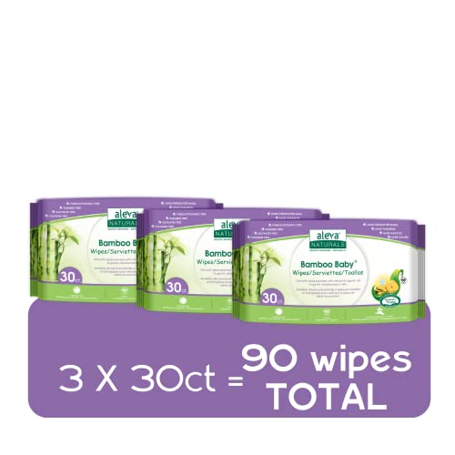 Aleva Naturals Bamboo Baby Travel Wipes - Value Pack- 30 Count X 3 = 90 Wipes