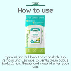 Aleva Naturals Hypoallergenic Bamboo Baby Instant Bath Towelettes Wipes for Babies and Toddlers with Sensitive Skin, Biodegradable, Extra Large and Ultra-Soft - Value Pack- 3 X 25 Count= 75 Wipes