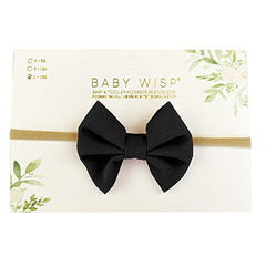 Baby Wisp - Fanny Bow Headband Black - Baby, Infant, Toddler Girls - Newborn to 24 Months