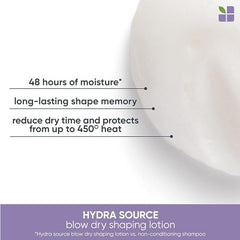 Biolage Hydra Source Blow Dry Shaping Lotion | Heat Protectant | Hydrates & Provides Long-Lasting Style | With Aloe & Hyaluronic Acid | Vegan & Cruelty-Free | Paraben & Silicone Free | 150ML
