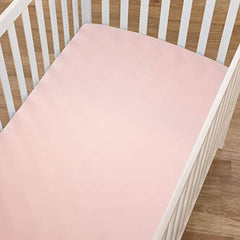 American Baby Company 100% Natural Cotton Jersey Knit Fitted Portable/Mini-Crib Sheet, Blush, Soft Breathable, for Girls