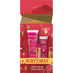 Burt's Bees Merry Melon set with Watermelon Moisturizing Lip Balm, Watermelon Rush Squeezy Tinted Balm and Watermelon and Mint Hand Cream, 3 Assorted Products, Holiday Gift