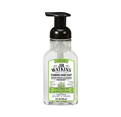 J.R. Watkins Aloe and Green Tea Foaming Hand Soap For Bathroom or Kitchen, Scented, USA Made And Cruelty Free, 266 Milliliters