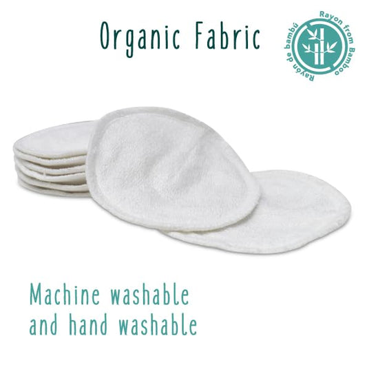 Baby Works Reusable Nursing Pads - Soft, Contoured Nursing Pads Made From Rayon - Comes with Wet Bag & Laundry Bag - Machine Washable - Pack of 8