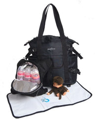 Obersee Innsbruck Diaper Bag Tote with Detachable Cooler, Black/Green