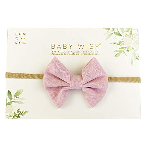 Baby Wisp - Fanny Bow Headband Powder Pink - Baby Infant Toddler Girls - Newborn to 24 Months