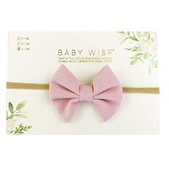 Baby Wisp - Fanny Bow Headband Powder Pink - Baby Infant Toddler Girls - Newborn to 24 Months