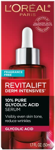L'Oreal Paris 10 percentage Pure Glycolic Acid AHA, Serum for Face, Value Size, Revitalift Triple Power LZR