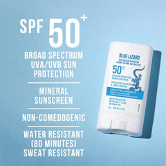 BLUE LIZARD Sensitive Skin Sunscreen Combo Pack for Face, SPF30 Mineral Sunscreen for Face, Fragrance-Free Sunscreen Lotion for Sensitive Skin, SPF 50 Sunscreen Stick, 2 Count, 48g Tube and 14g Stick