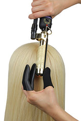 JATAI Heat Shield - Professional High Heat Resistant Finger Protection Guards for Curling and Flat Irons, Wands, Blow Dryers - 3pc (Thumb & 2 Fingers) (M/L - thumb wider than 3/4" (2cm), Black)