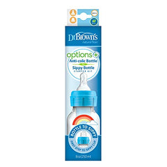 Dr. Brown's Options+ Narrow Bottle to Sippy Baby Bottle Start Kit, Single, Blue, 8 Ounce