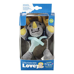 Dr. Brown's Baby Lovey Pacifier & Teether Holder, Triceratops with Grey HappyPaci, 100% Silicone, 0-6m