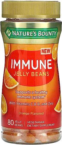 Nature’s Bounty Immune VitaBeans Soft Chews with Vitamin C, Vitamin D and Zinc for Immune Support, Orange Flavour, 80 Chewables