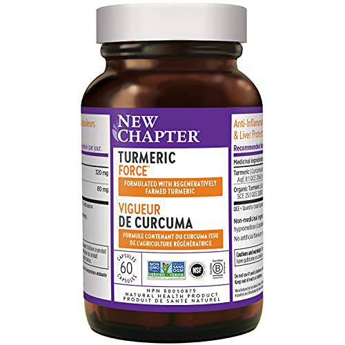 New Chapter Turmeric Supplement, One Daily, Joint Pain Relief + Supercritical Organic Turmeric, Black Pepper Not Needed, Non-GMO, Gluten Free – 60 Count (2 Month Supply)