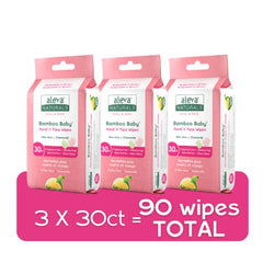 Aleva Naturals Bamboo Baby Hand and Face Wipes - Natural and Organic Ingredients, Cleans and Moisturizes, Extra Strong, and Ultra Soft - Value Pack- 30ct X 3 = 90 Count