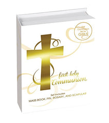 Creative Brands Faithworks-Abundant Grace First Communion Gift Set, 5-Piece, Girl, White,Gold