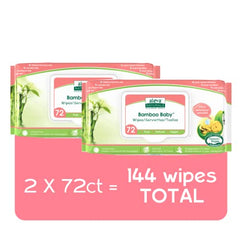 Aleva Naturals Bamboo Baby Sensitive Wipes- 2 Pack- Hypoallergenic, Biodegradable, Extra Strong and Ultra-Soft, Perfume Free Diaper Wipes-72 Count X 2= 144 Wipes Total, unbleached