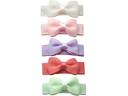 Baby Wisp Small Snap Tuxedo Grosgrain 5 pc Bow collection- Macaroon