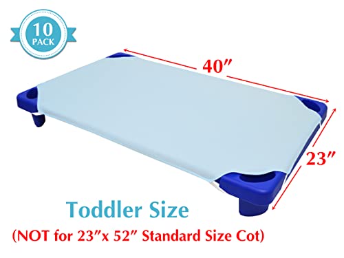 American Baby Company 10-Piece 100% Cotton Percale Toddler Day Care Cot Sheet, Blue, 23" x 40" (Pack of 10)