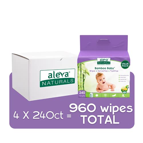 Aleva Naturals Bamboo Baby Wipes 960 Count (Pack of 240 x 4)