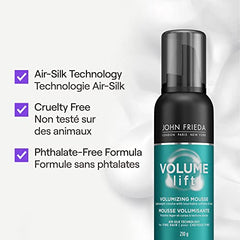 John Frieda Volume Lift Volumizing Mousse Duo, for lightweight, Fuller Styled Hair | Phthalate-Free Formula, Cruelty Free (Pack of 2)