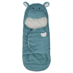 Baby GUND Oh So Snuggly Hippo Blanket Wrap, Plush Hooded Baby Blanket Wrap for Newborns, Blue/Cream, 26”